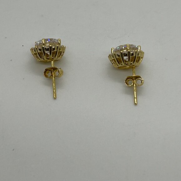 Primrose 18K Gold Over Sterling Silver Cubic Zirconia Halo Stud Earrings - Picture 8 of 14